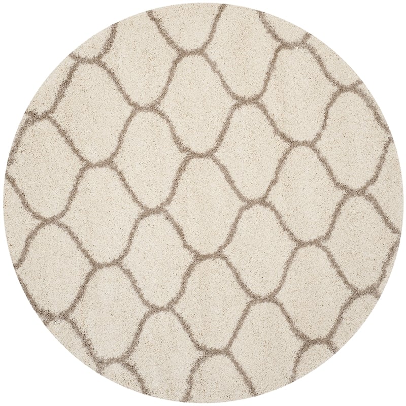 Safavieh Hudson Shag 7' X 7' Round Rug in Ivory and Beige