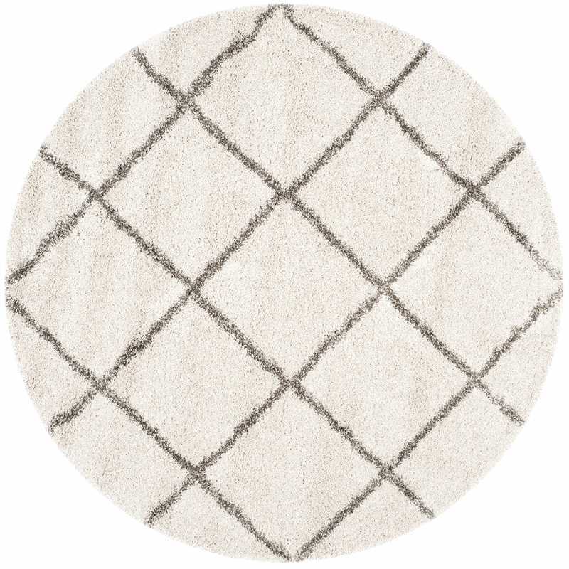 Safavieh Hudson Shag 9' X 9' Round Rug in Ivory and Gray