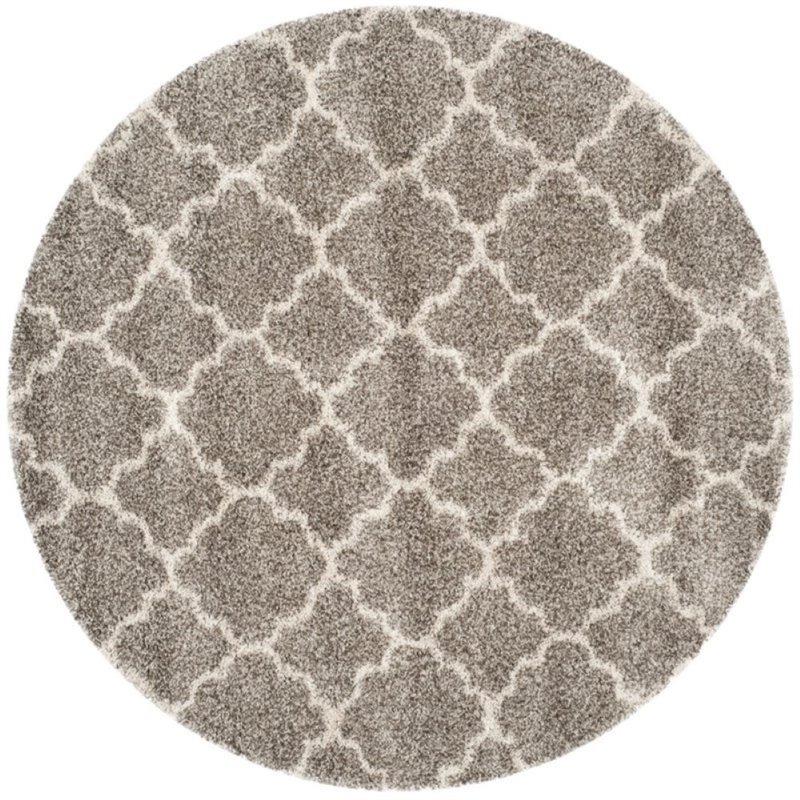Safavieh Hudson Shag 9' X 9' Round Rug in Gray and Ivory