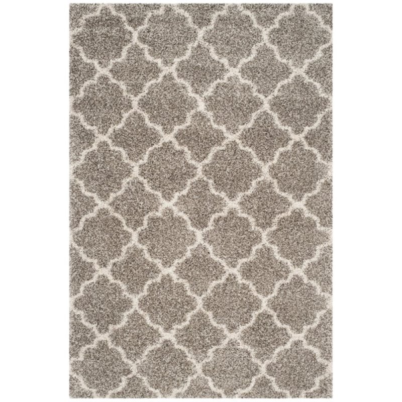 Safavieh Hudson Shag 9' X 9' Round Rug in Gray and Ivory