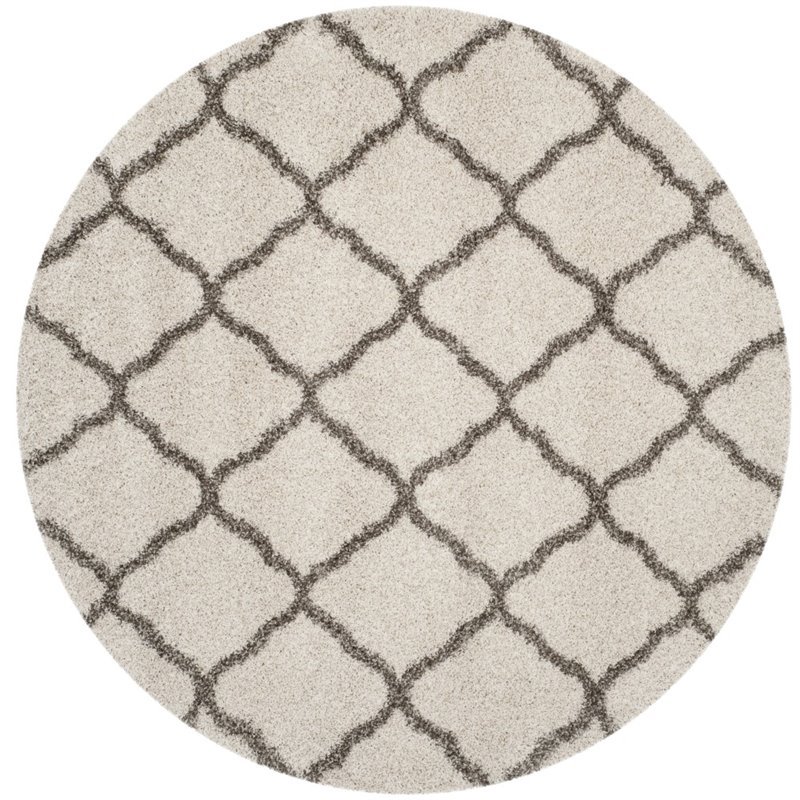 Safavieh Hudson Shag 7' X 7' Round Rug in Ivory and Gray