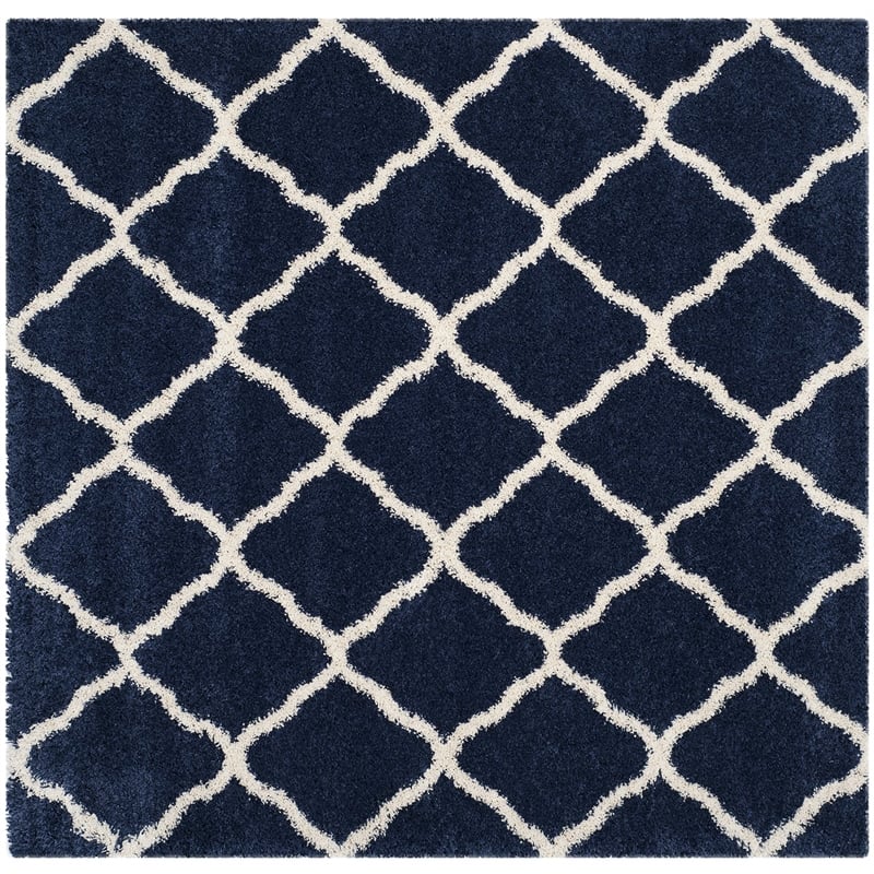 Safavieh Hudson Shag 7' X 7' Square Rug in Navy and Ivory