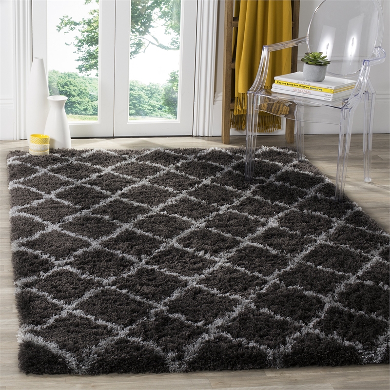 Safavieh Indie Shag 4' X 6' Rug in Dark Gray and Gray