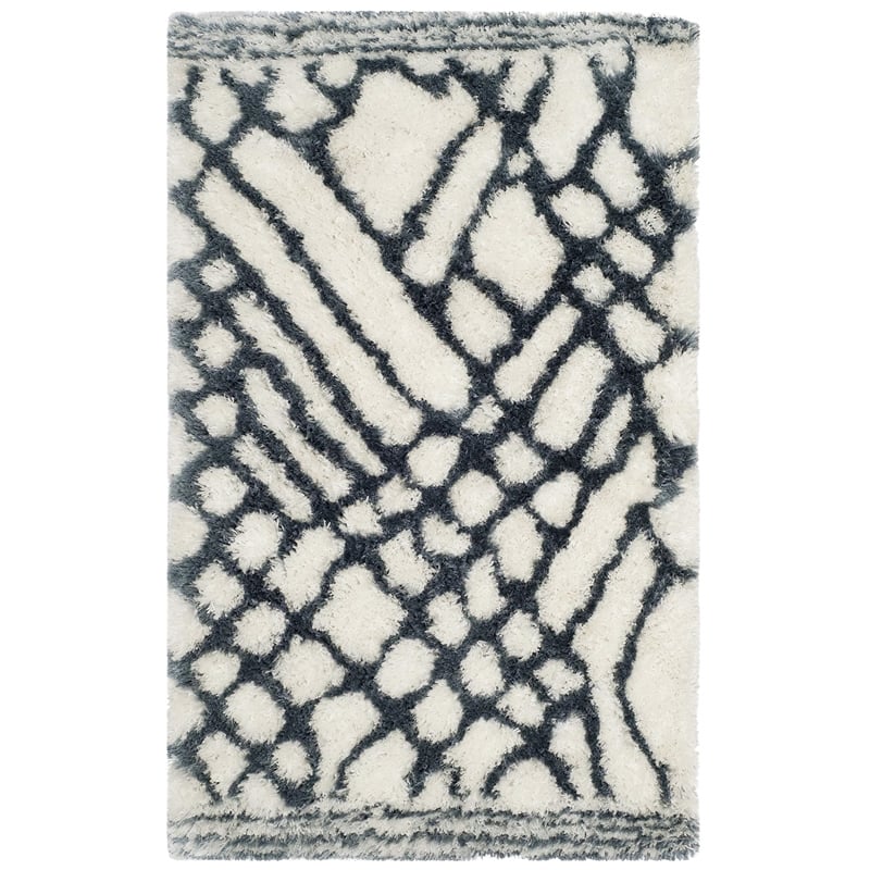 Safavieh Toronto Shag 3' X 5' Hand Tufted Rug in Ivory and Blue