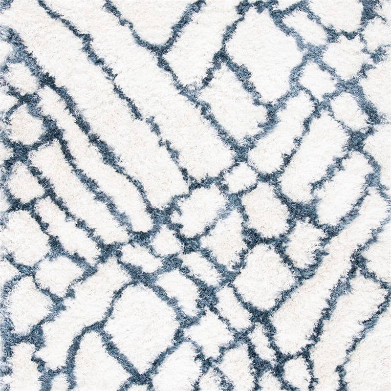 Safavieh Toronto Shag 3' X 5' Hand Tufted Rug in Ivory and Blue