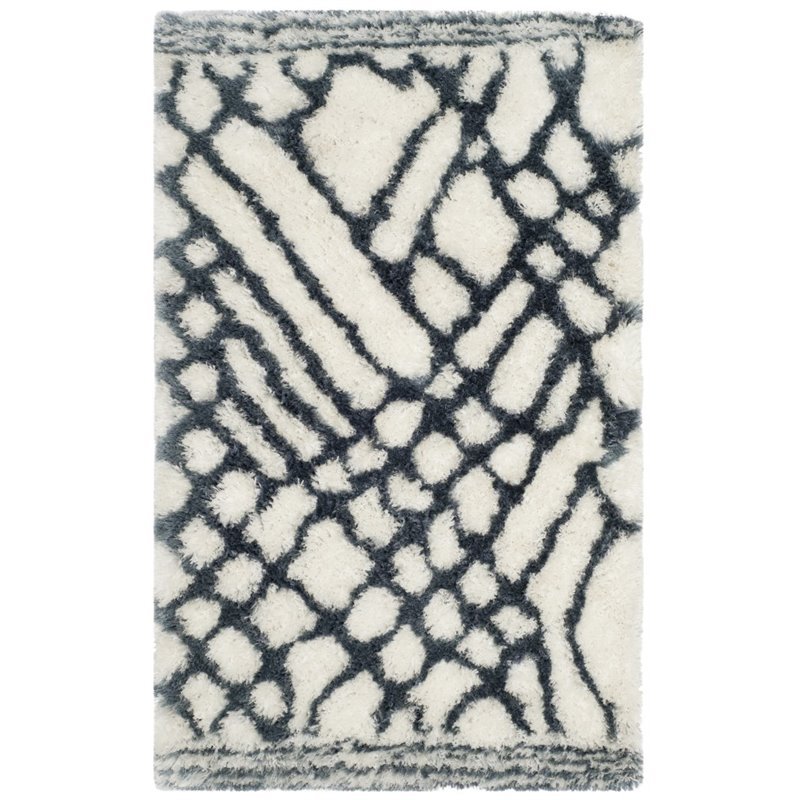 Safavieh Toronto Shag 4' X 6' Hand Tufted Rug in Ivory and Blue