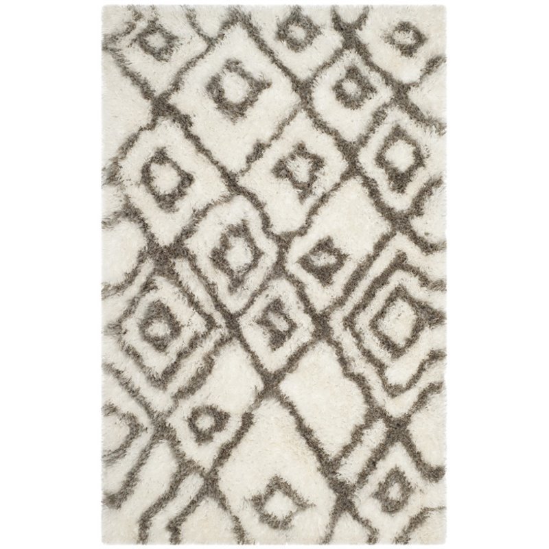 Safavieh Toronto Shag 4' X 6' Hand Tufted Rug in Ivory and Light Gray