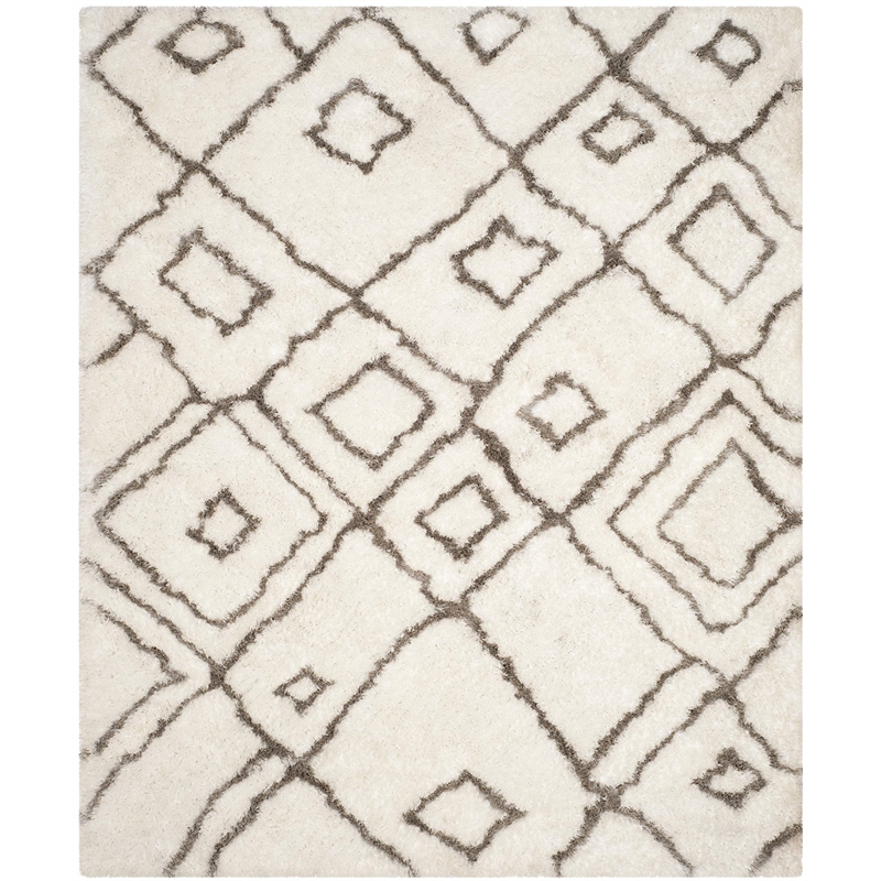Safavieh Toronto Shag 8' X 10' Hand Tufted Rug in Ivory and Light Gray