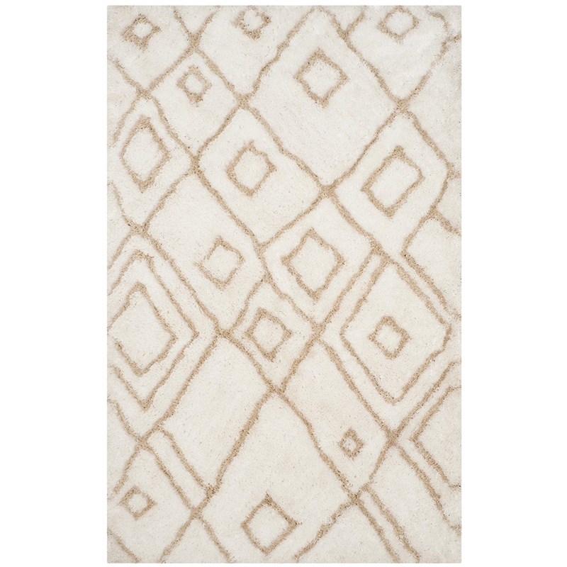 Safavieh Toronto Shag 4' X 6' Hand Tufted Rug in Ivory and Beige