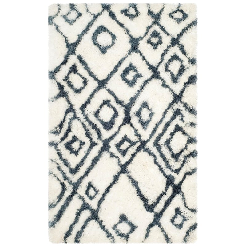 Safavieh Toronto Shag 4' X 6' Hand Tufted Rug in Ivory and Blue