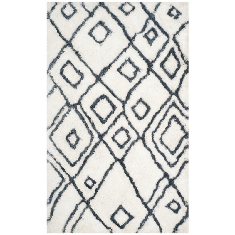 Safavieh Toronto Shag 5' X 8' Hand Tufted Rug in Ivory and Blue