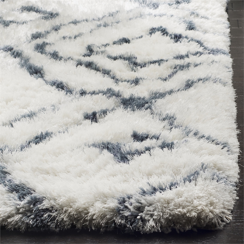 Safavieh Toronto Shag 8' X 10' Hand Tufted Rug in Ivory and Blue