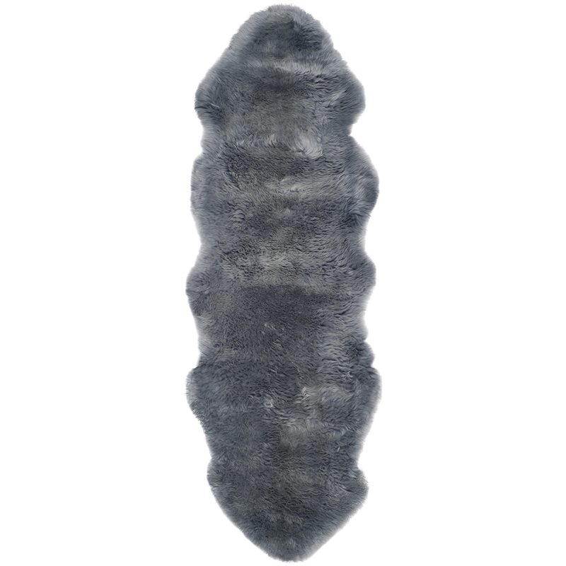 Safavieh Sheepskin Shag 2' X 6' Natural Sheep Skin Rug in Steel Blue