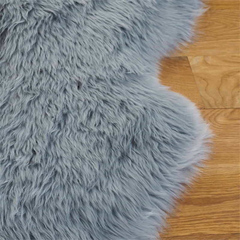 Safavieh Sheepskin Shag 2' X 6' Natural Sheep Skin Rug in Steel Blue
