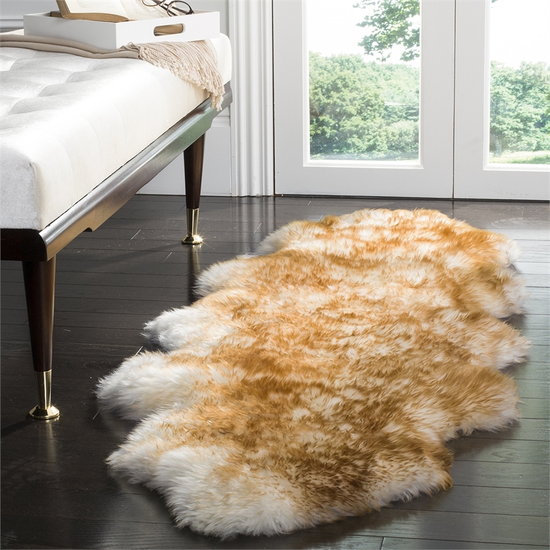 Safavieh Sheepskin Shag 2' X 6' Natural Sheep Skin Rug