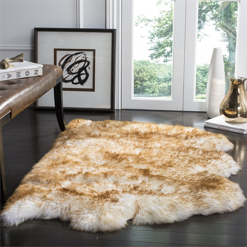 Safavieh Sheepskin Shag 3' X 5' Natural Sheep Skin Rug