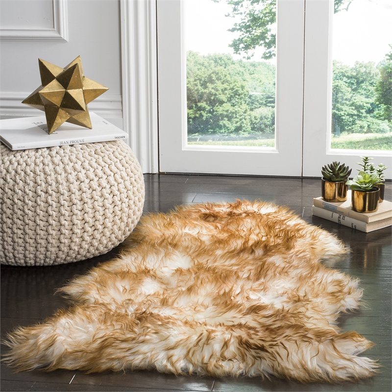 Safavieh Sheepskin Shag 3' X 5' Natural Sheep Skin Rug