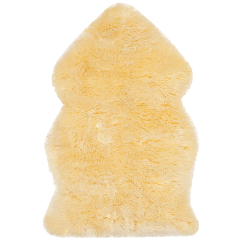 Safavieh Sheepskin Shag 2' X 3' Natural Sheep Skin Rug in Champagne