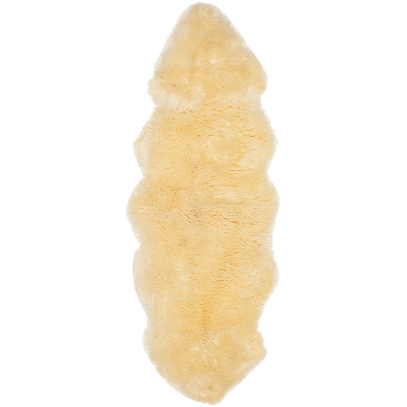 Safavieh Sheepskin Shag 2' X 6' Natural Sheep Skin Rug in Champagne