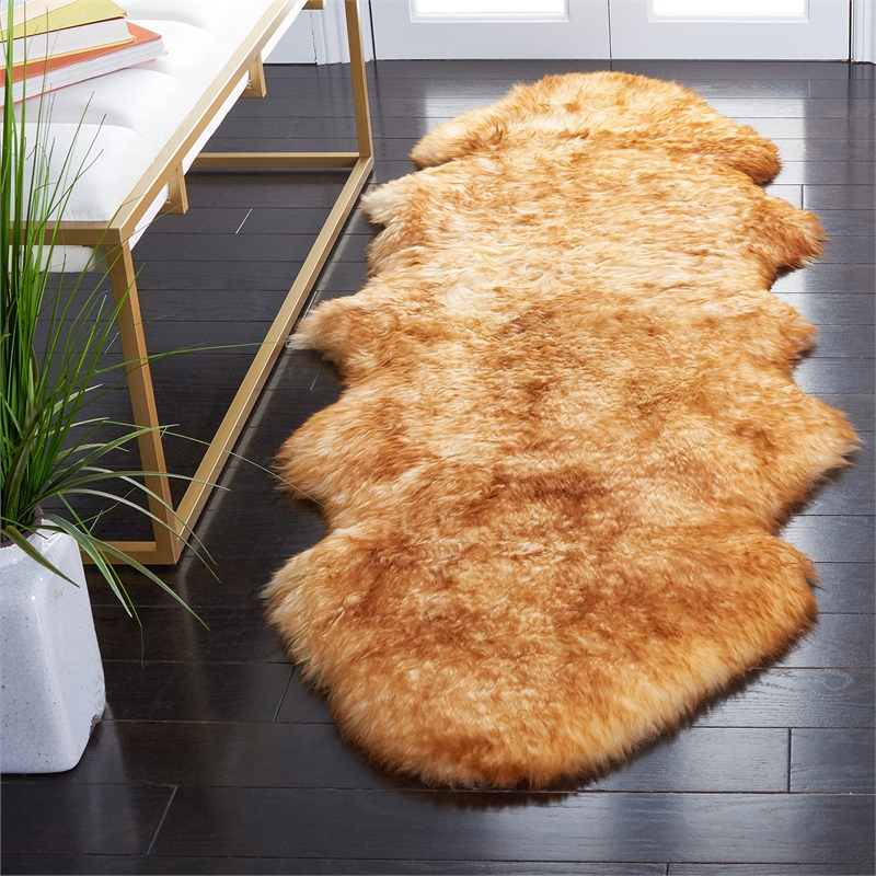 Safavieh Sheepskin Shag 2' X 6' Natural Sheep Skin Rug