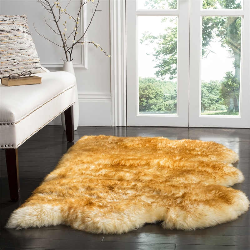 Safavieh Sheepskin Shag 3' X 5' Natural Sheep Skin Rug