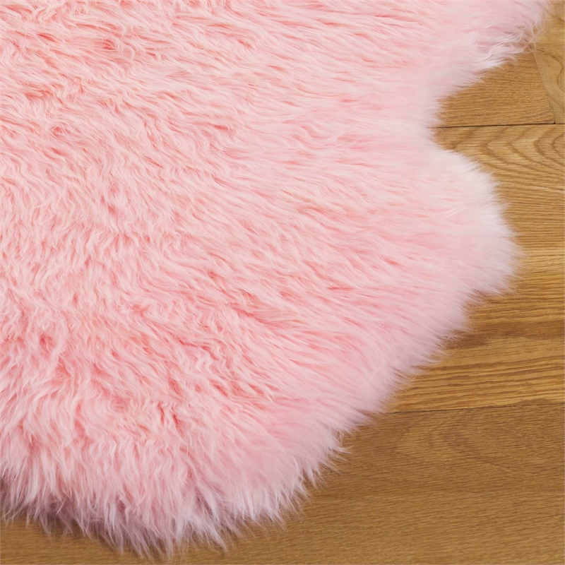 Safavieh Sheepskin Shag 2' X 3' Natural Sheep Skin Rug in Solid Pink