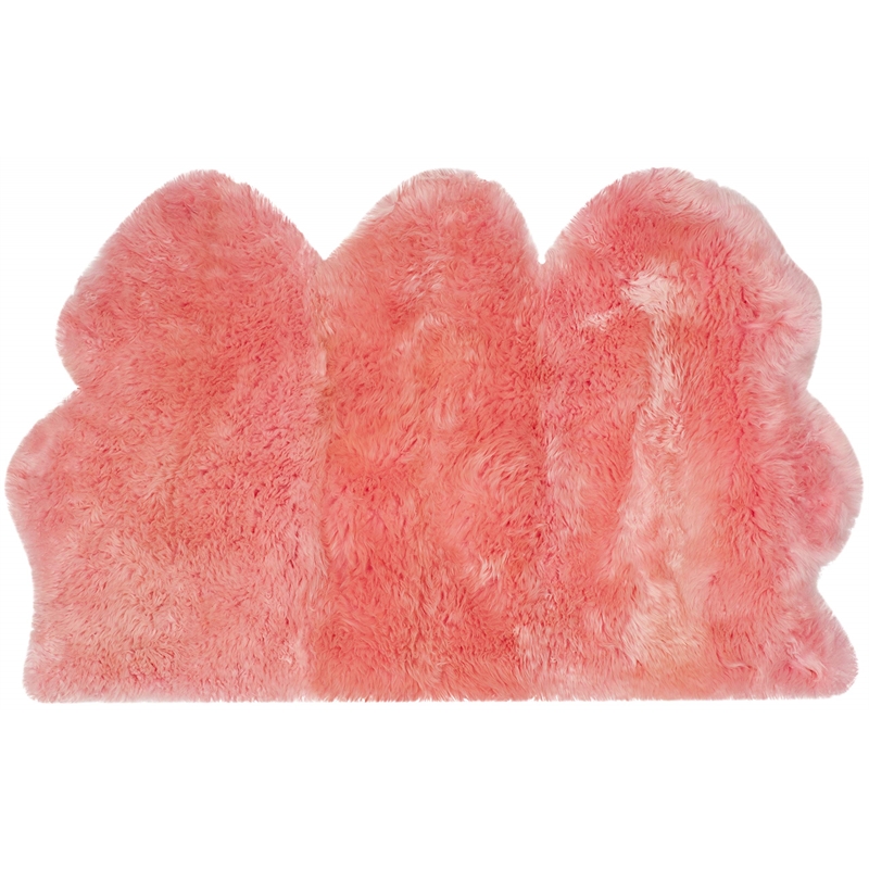 Safavieh Sheepskin Shag 3' X 5' Natural Sheep Skin Rug in Solid Pink
