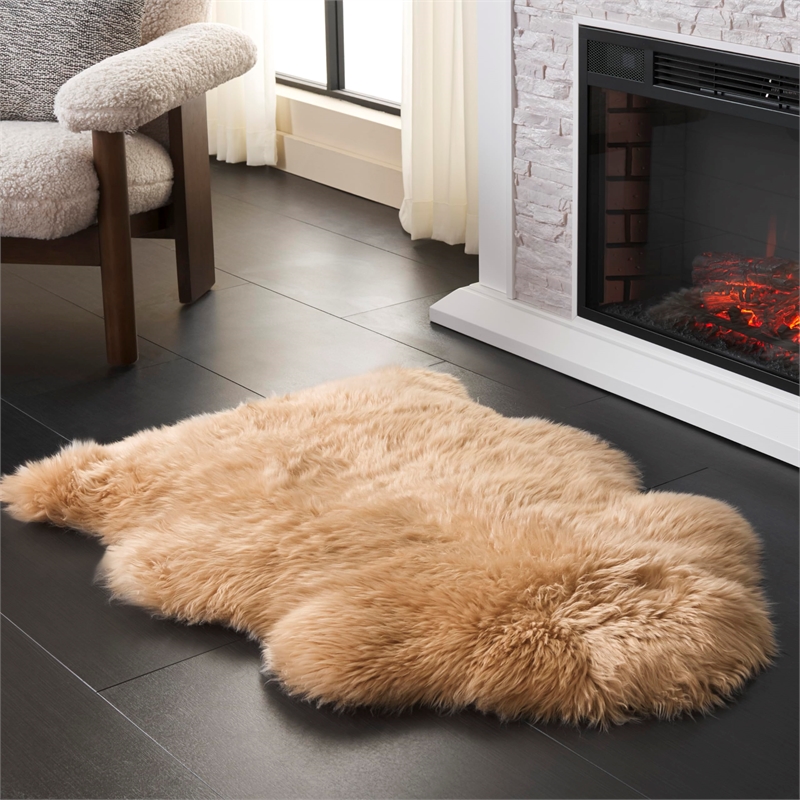 Safavieh Sheepskin Shag 2' X 3' Natural Sheep Skin Rug