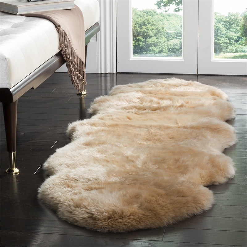 Safavieh Sheepskin Shag 2' X 6' Natural Sheep Skin Rug