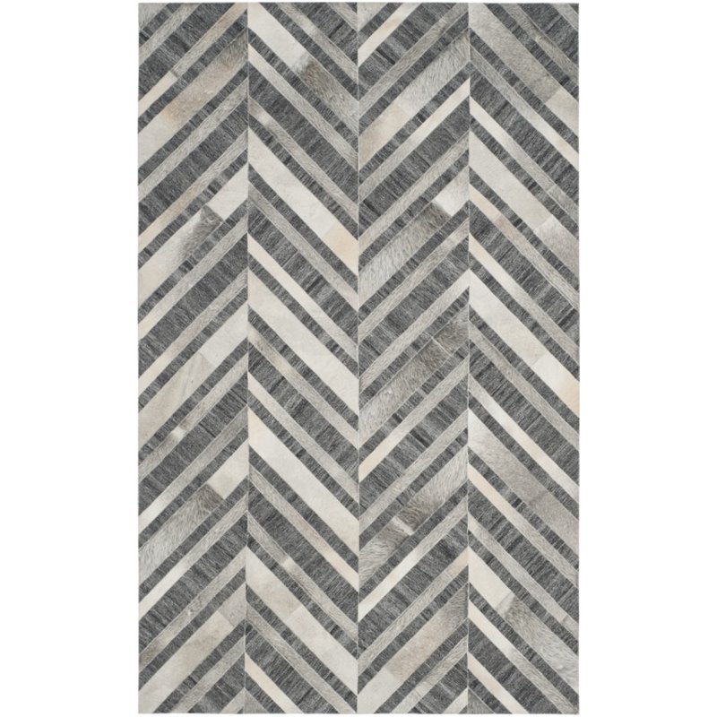 Safavieh Studio Leather 4' X 6' Hand Woven Rug in Ivory and Dark Gray