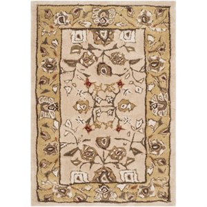 Safavieh Total Performance 4' X 6' Hand Hooked Rug in Ivory and Gold