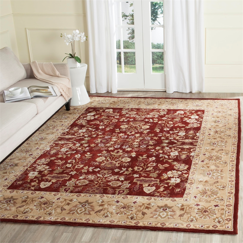 Safavieh Total Performance 9' X 12' Hand Hooked Rug in Rust and Green