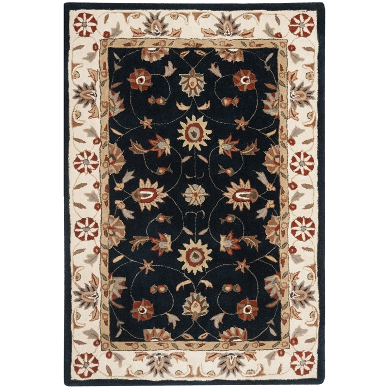 Safavieh Total Performance 4' X 6' Hand Hooked Rug in Navy and Ivory