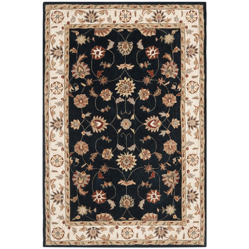 Safavieh Total Performance 6' X 9' Hand Hooked Rug in Navy and Ivory