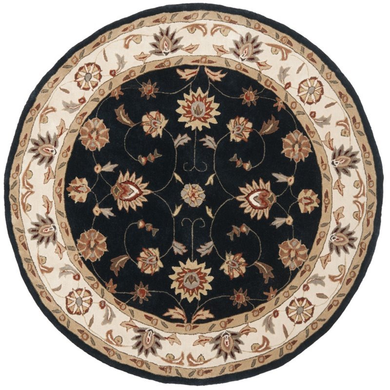Safavieh Total Performance 6' x 6' Round Hand Hooked Rug in Navy/Ivory