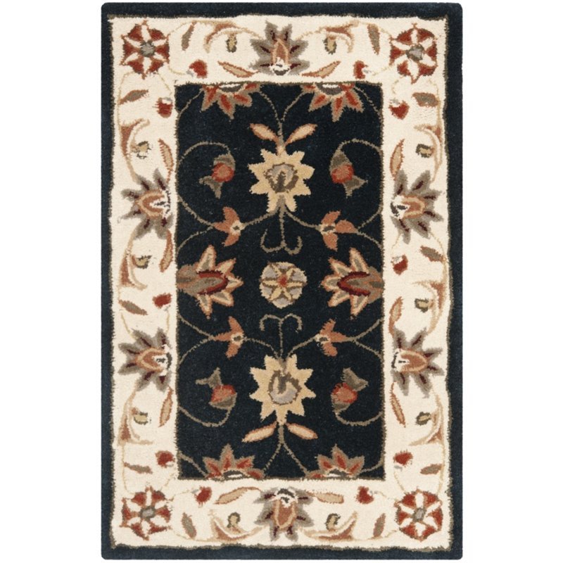 Safavieh Total Performance 9' X 12' Hand Hooked Rug in Navy and Ivory