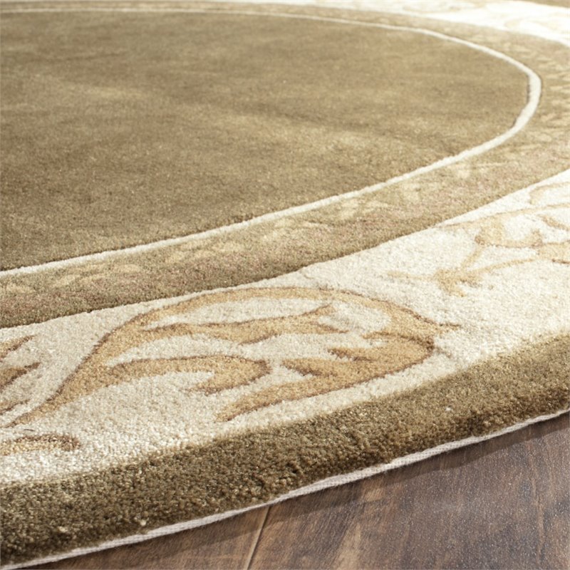 Safavieh Total Performance 6' x 6' Round Hand Hooked Rug in Olive/Ivory