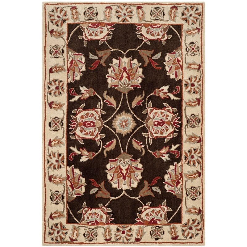 Safavieh Total Performance 6' X 9' Hand Hooked Rug in Brown and Ivory