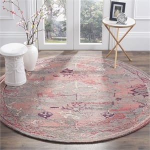 Safavieh Vintage Oushak 6' X 6' Round Hand Tufted Rug in Red