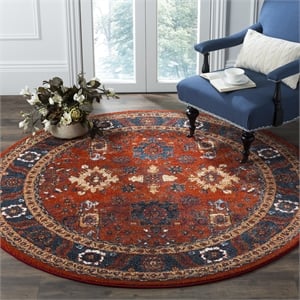 Safavieh Vintage Hamadan 6' 7&quot X 6' 7&quot Round Rug in Orange and Blue