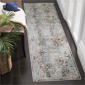 Safavieh Vintage 2' 2&quot X 8' Rug in Brown and Light Blue