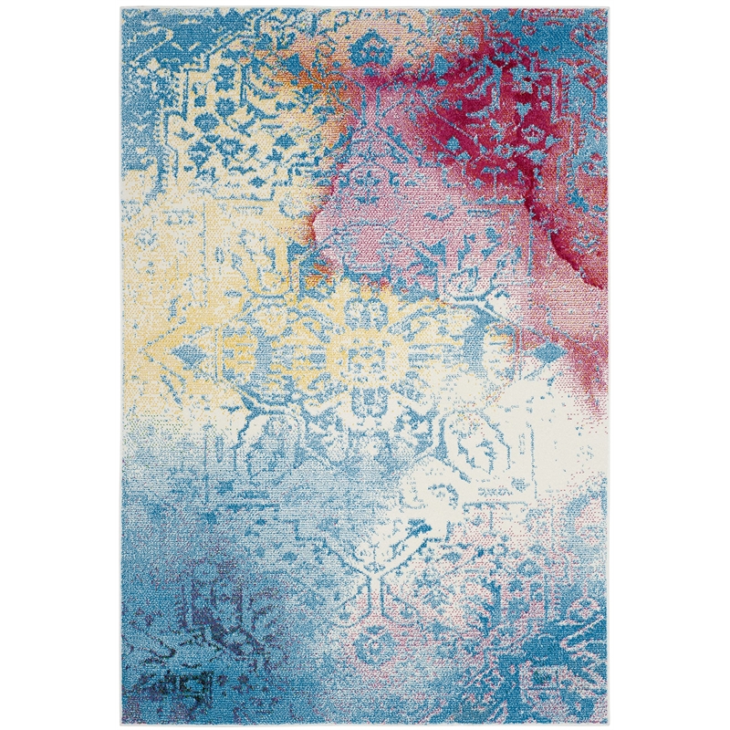 Safavieh Watercolor 4' X 6' Rug in Light Blue and Light Yellow