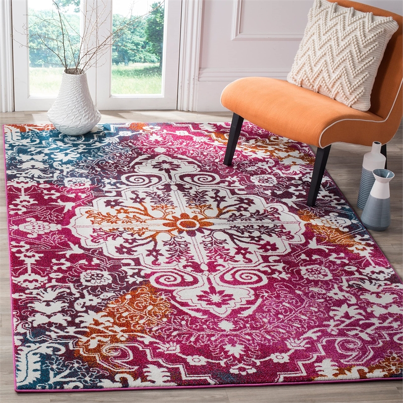 Safavieh Watercolor 8' X 10' Rug in Ivory and Fuchsia