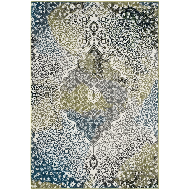 Safavieh Watercolor 4' X 6' Rug in Ivory and Peacock Blue