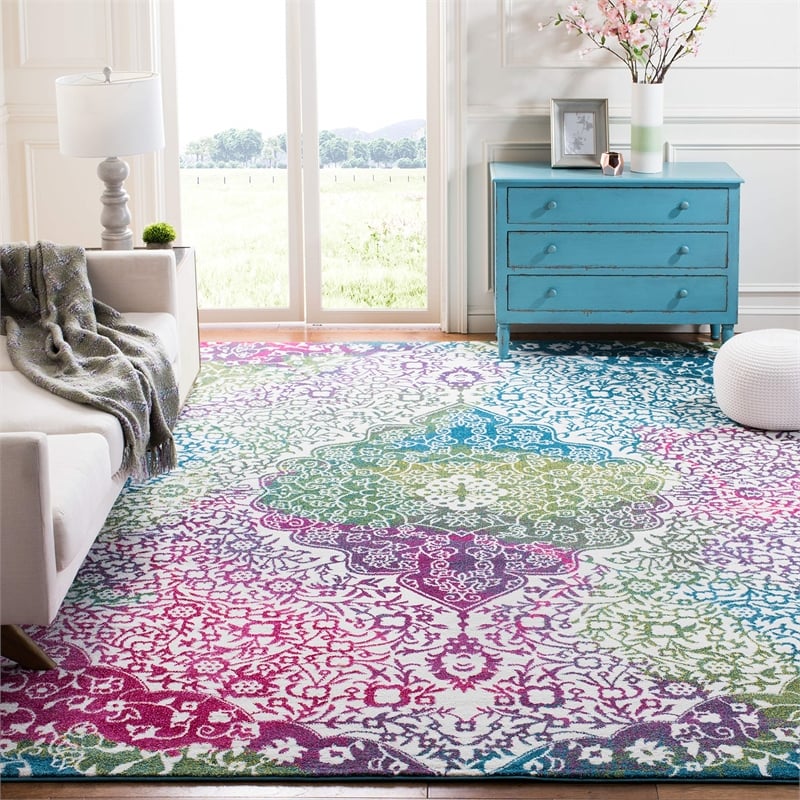 Safavieh Watercolor 8' X 10' Rug in Ivory and Teal