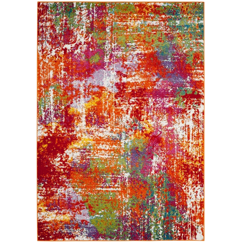Safavieh Watercolor 8' X 10' Rug in Orange and Green