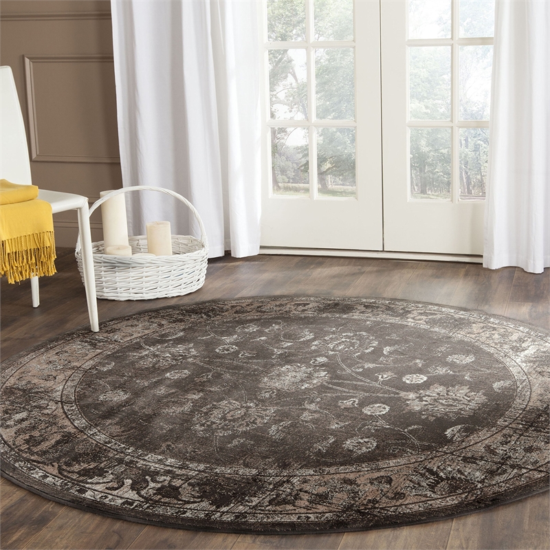 Safavieh Vintage 8' Round Rug in Soft Anthracite