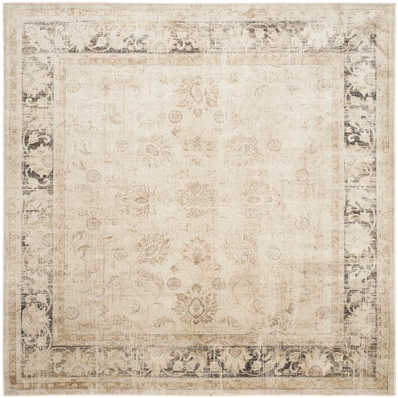 Safavieh Vintage 8' Square Rug in Ivory and Black