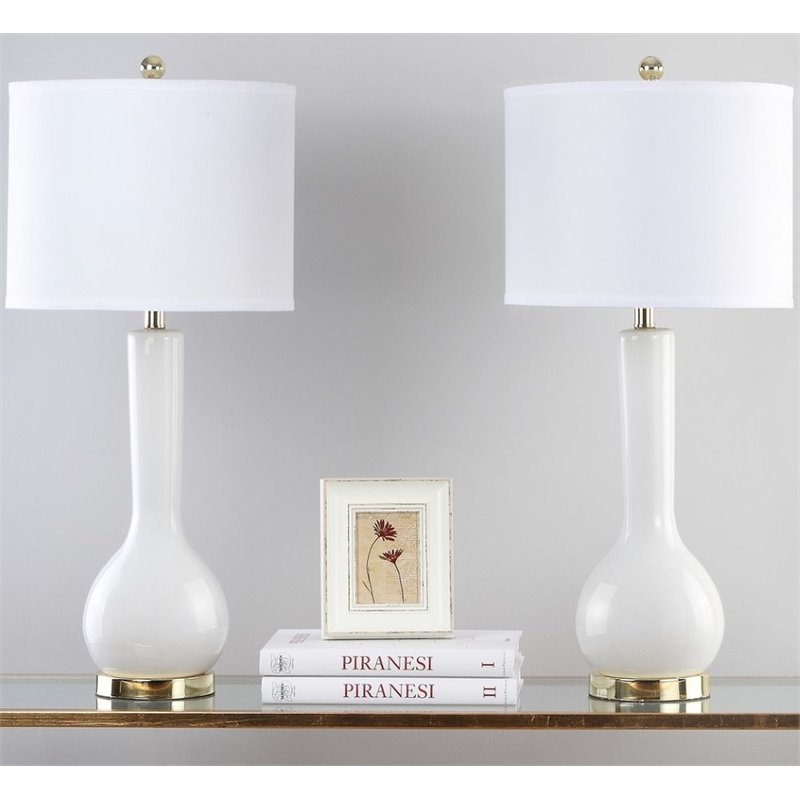 Safavieh Mae Long Neck Table Lamp in White (Set of 2)