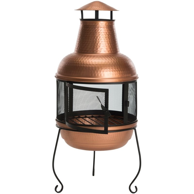 Safavieh Lima Chiminea Fireplace in Copper and Black